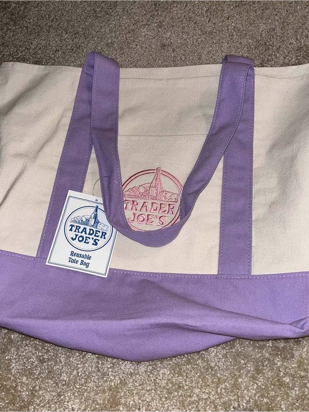 *NWT* Trader Joe’s Large Lavender Canvas Reusable Tote Bag